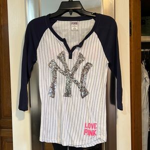 VS PINK vintage Yankees pinstripe baseball top